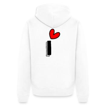 1. 1 Jahr. 1. JAHRESTAG. 1-JÄHRIGES JUBILÄUM - Unisex Premium Bio Zip Hoodie - Weiß - Hinten - Thijin (182cm)