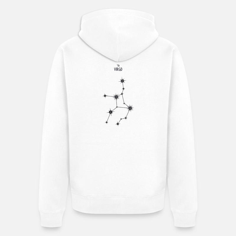 Jungfrau Sternzeichen Sternbild Schwarz & Grau - Unisex Premium Bio Zip Hoodie - Weiß
