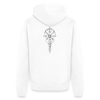 Nordic Rune Amulet Design - Unisex Premium Organic Zip Hoodie - white - Back - Thijin (182cm)