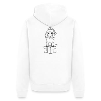 Dachshund on Gift – Sweet Xmas Design - Unisex Premium Organic Zip Hoodie - white - Back - Thijin (182cm)