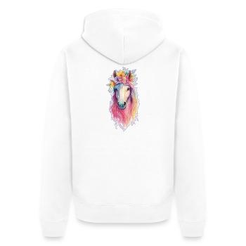 Buntes Pferd - Unisex Premium Bio Zip Hoodie - Weiß - Hinten - Thijin (182cm)