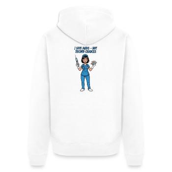 Héroïne infirmière : Infirmière aidante - Veste à capuche bio Premium Unisexe - blanc - Dos - Thijin (182cm)