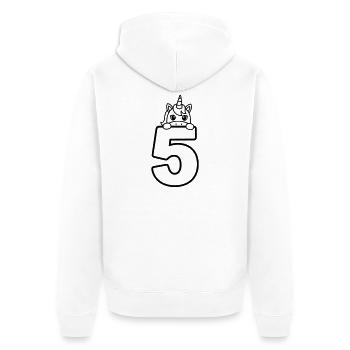 Licorne mignonne sur l’illustration du dessin animé numéro 5 - Veste à capuche bio Premium Unisexe - blanc - Dos - Thijin (182cm)