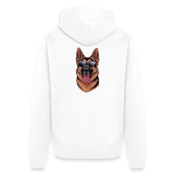  Cooler Deutscher Schäferhund Mit Sonnenbrille Für - Unisex Premium Bio Zip Hoodie - Weiß - Hinten - Thijin (182cm)