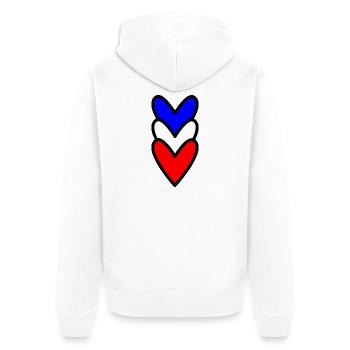 HERZ. HERZ. VALENTINSTAG. LIEBE. LIEBE. PAAR. - Unisex Premium Bio Zip Hoodie - Weiß - Hinten - Thijin (182cm)