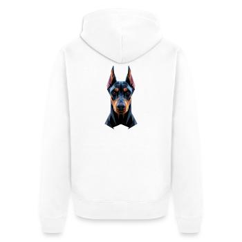 Dobermann Hunde Motiv Wachhund Stolze Dobermänner - Unisex Premium Bio Zip Hoodie - Weiß - Hinten - Thijin (182cm)