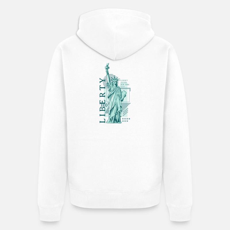 Liberté Bleu Vintage - Veste à capuche bio Premium Unisexe - blanc