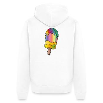 Illustration de dessins animés de glace arc-en-ciel - Veste à capuche bio Premium Unisexe - blanc - Dos - Thijin (182cm)