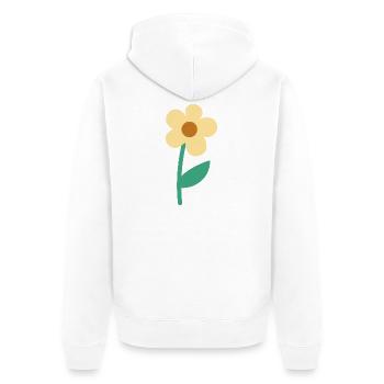 Cute Simple Flower Minimal Botanical Aesthetic - Unisex Premium Organic Zip Hoodie - white - Back - Thijin (182cm)