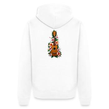 Ukulele with hibiscus colorful - Unisex Premium Bio Zip Hoodie - Weiß - Hinten - Thijin (182cm)