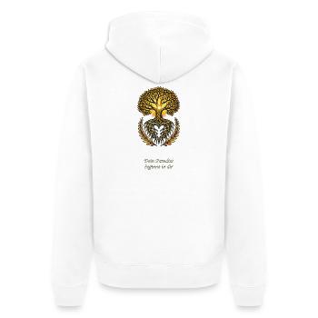 Dein Paradies beginnt in dir - Unisex Premium Bio Zip Hoodie - Weiß - Hinten - Thijin (182cm)