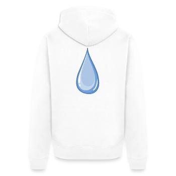 Blauer glänzender Wassertropfen - Unisex Premium Bio Zip Hoodie - Weiß - Hinten - Thijin (182cm)