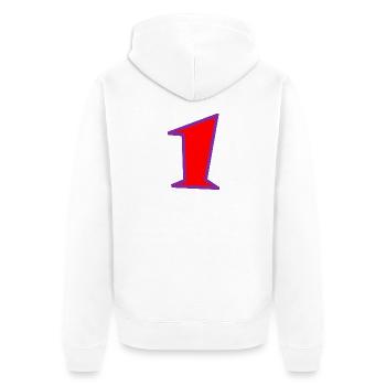 1. 1 JAHR. 1. GEBURTSTAG. 1 JAHR GEBURTSTAG. 1 - Unisex Premium Bio Zip Hoodie - Weiß - Hinten - Thijin (182cm)