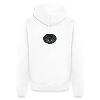 Trou de ver à grille vortex - Veste à capuche bio Premium Unisexe - blanc - Dos - Thijin (182cm)