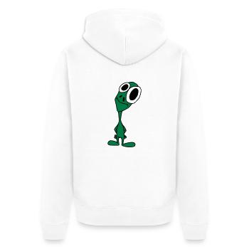 Mr. Alien - Unisex Premium Bio Zip Hoodie - Weiß - Hinten - Thijin (182cm)