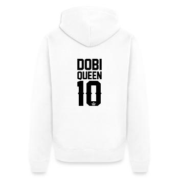 Dobermann-Queen - Unisex Premium Bio Zip Hoodie - Weiß - Hinten - Thijin (182cm)