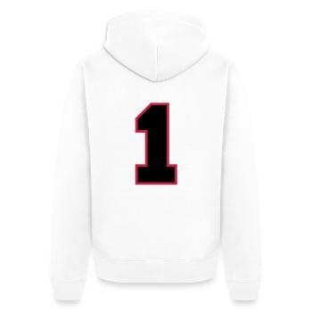 nombre1 - Veste à capuche bio Premium Unisexe - blanc - Dos - Thijin (182cm)