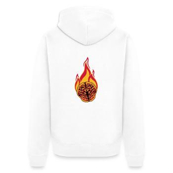 schlau gehirn intelligent on fire denken lernen ko - Unisex Premium Bio Zip Hoodie - Weiß - Hinten - Thijin (182cm)