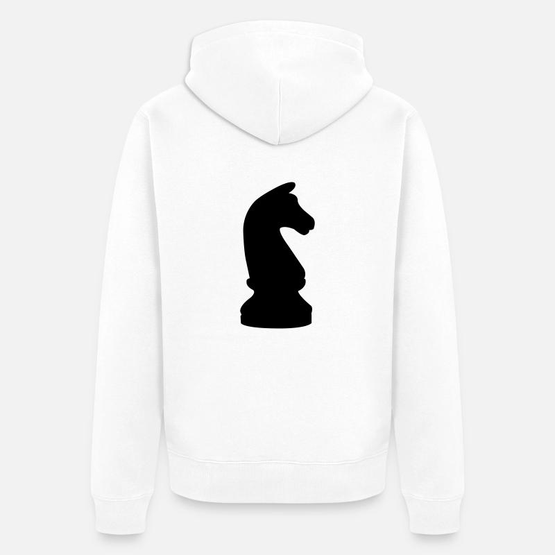schach_pferd - Unisex Premium Bio Zip Hoodie - Weiß
