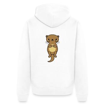 netter schwimmender otter - Unisex Premium Bio Zip Hoodie - Weiß - Hinten - Thijin (182cm)