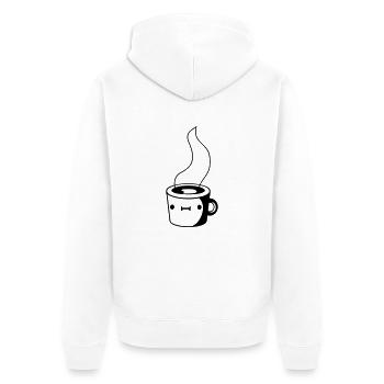 Niedliche Kaffee Tasse - Unisex Premium Bio Zip Hoodie - Weiß - Hinten - Thijin (182cm)