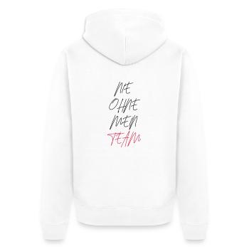 nie ohne mein team design - Unisex Premium Bio Zip Hoodie - Weiß - Hinten - Thijin (182cm)