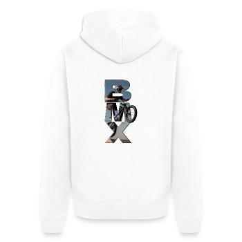 Fahren Sie auf der Kante - Unisex Premium Bio Zip Hoodie - Weiß - Hinten - Thijin (182cm)