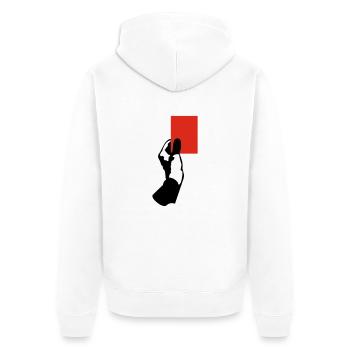 Rote Karte! - Unisex Premium Bio Zip Hoodie - Weiß - Hinten - Thijin (182cm)