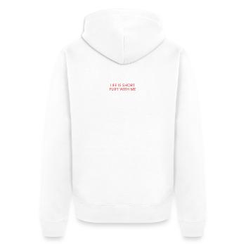 Vie Courte Flirte Avec Moi - Veste à capuche bio Premium Unisexe - blanc - Dos - Thijin (182cm)