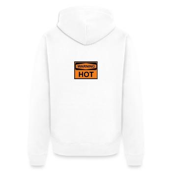 warning hot - Unisex Premium Organic Zip Hoodie - white - Back - Thijin (182cm)