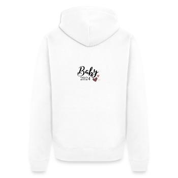 Baby 2024 Aufdruck rosa - Unisex Premium Bio Zip Hoodie - Weiß - Hinten - Thijin (182cm)