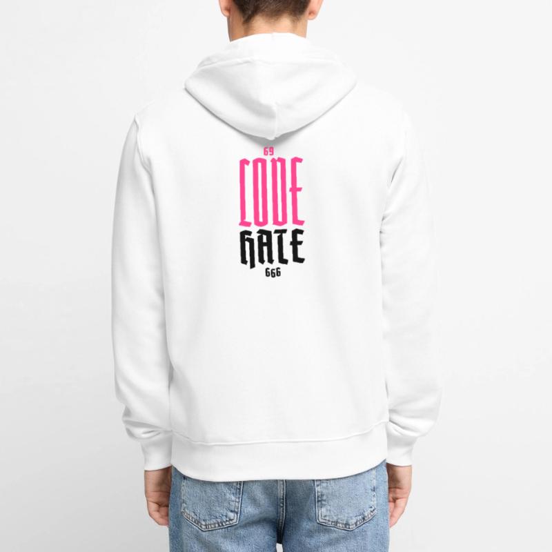 Gothic Neon CODE Vertical Unisex Premium Organic Zip Hoodie
