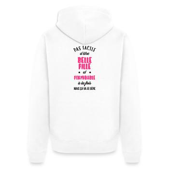 belle-fille / beau-fils / beau fils / belle fille - Veste à capuche bio Premium Unisexe - blanc - Dos - Thijin (182cm)