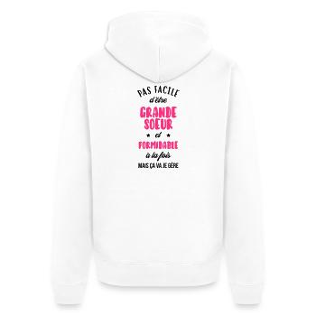 Grande Soeur Sœur Naissance Bébé Famille - Unisex Premium Organic Zip Hoodie - white - Back - Thijin (182cm)