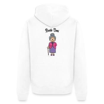 Brille Beste Omi Großmutter Oma Sehschwäche Spruch - Unisex Premium Bio Zip Hoodie - Weiß - Hinten - Thijin (182cm)
