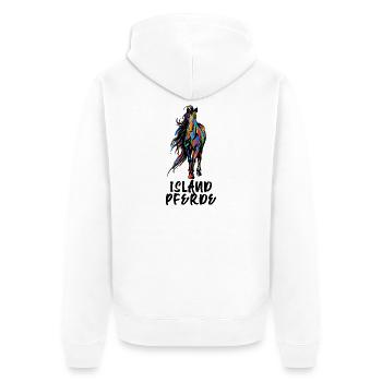 Cool Isländer Pferde Statement Islandpferde - Unisex Premium Bio Zip Hoodie - Weiß - Hinten - Thijin (182cm)