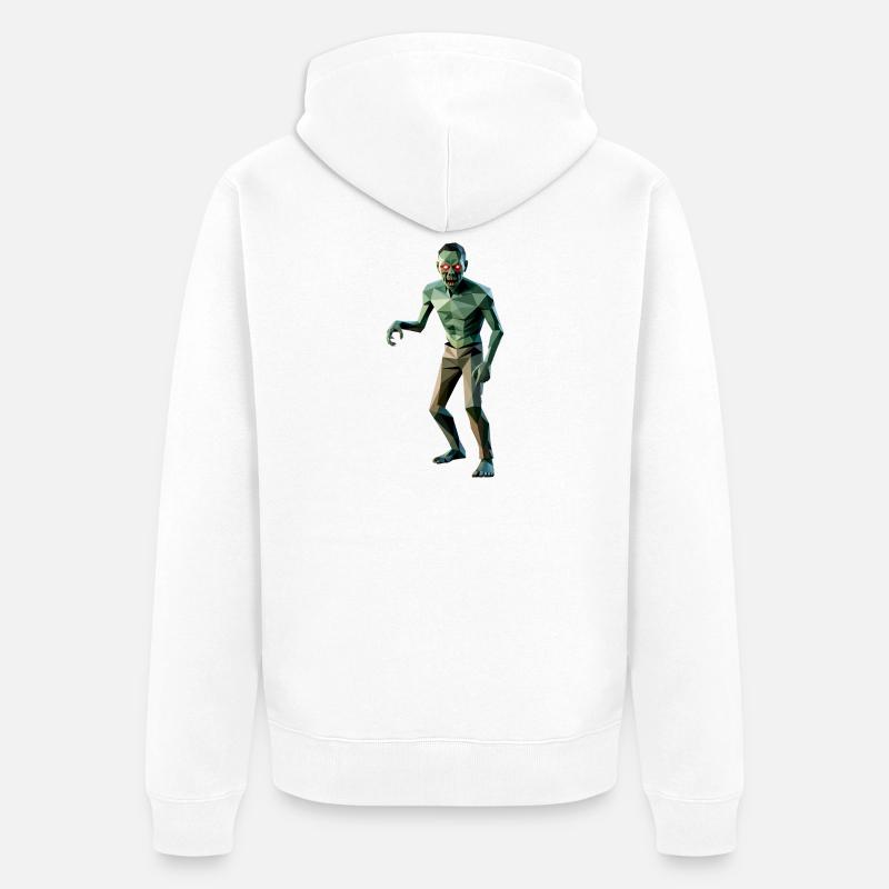 Zombie - Cool Low Poly Logo - Veste à capuche bio Premium Unisexe - blanc