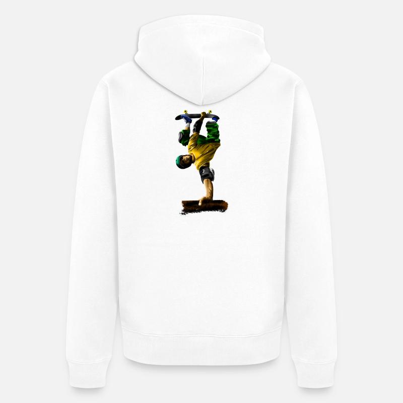 Dynamique de saut du skateur de rue - Veste à capuche bio Premium Unisexe - blanc