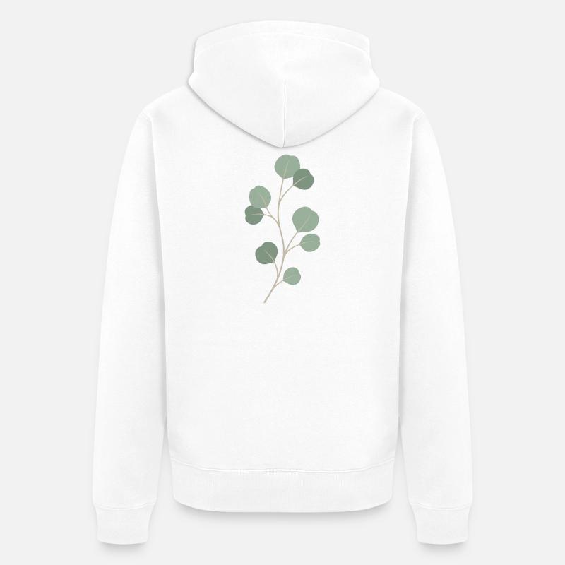 Rameau de feuille d’eucalyptus - Veste à capuche bio Premium Unisexe - blanc