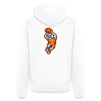 Pouvoir de la mascotte du dunk de basket-ball des Bulldogs - Veste à capuche bio Premium Unisexe - blanc - Dos - Thijin (182cm)