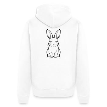 Süßer Hase Sitzen Outline Ausmalen - Unisex Premium Bio Zip Hoodie - Weiß - Hinten - Thijin (182cm)