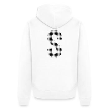 Buchstabe S – Punktmuster Initial Design - Unisex Premium Bio Zip Hoodie - Weiß - Hinten - Thijin (182cm)