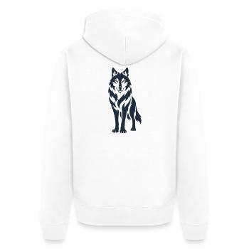 Wolfsnacht Silhouette - Unisex Premium Bio Zip Hoodie - Weiß - Hinten - Thijin (182cm)