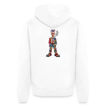 Patchwork Punk Clownportrait - Unisex Premium Bio Zip Hoodie - Weiß - Hinten - Thijin (182cm)