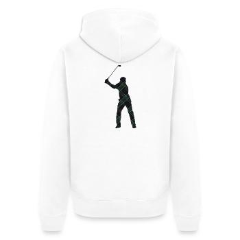 Tartan-Golfer-Schwung-Silhouette - Unisex Premium Bio Zip Hoodie - Weiß - Hinten - Thijin (182cm)