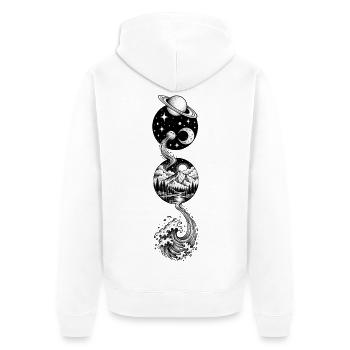 kosmische Landschaft - Unisex Premium Bio Zip Hoodie - Weiß - Hinten - Thijin (182cm)