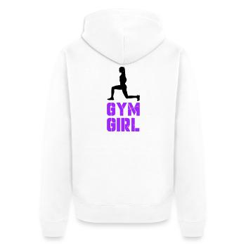 Gym Girl Kraft-Attitüde - Unisex Premium Bio Zip Hoodie - Weiß - Hinten - Thijin (182cm)