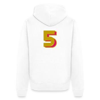 5. 5 ANS. 5e ANNIVERSAIRE. ANNIVERSAIRE 5 ANS - Veste à capuche bio Premium Unisexe - blanc - Dos - Thijin (182cm)
