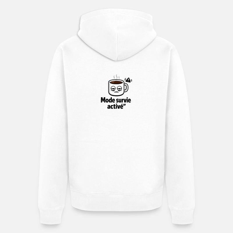 Café Somnolent Sourire - Veste à capuche bio Premium Unisexe - blanc
