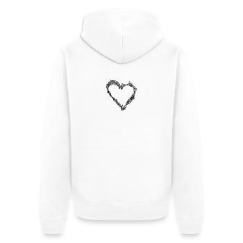 Herz - Unisex Premium Bio Zip Hoodie - Weiß - Hinten - Thijin (182cm)
